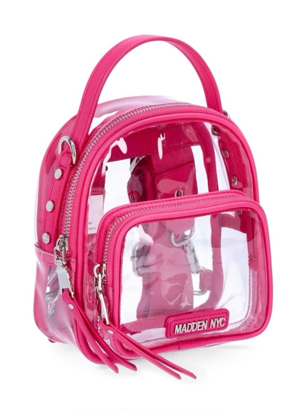 Madden NYC Clear Mini Convertible Backpack Hot Pink NWT
